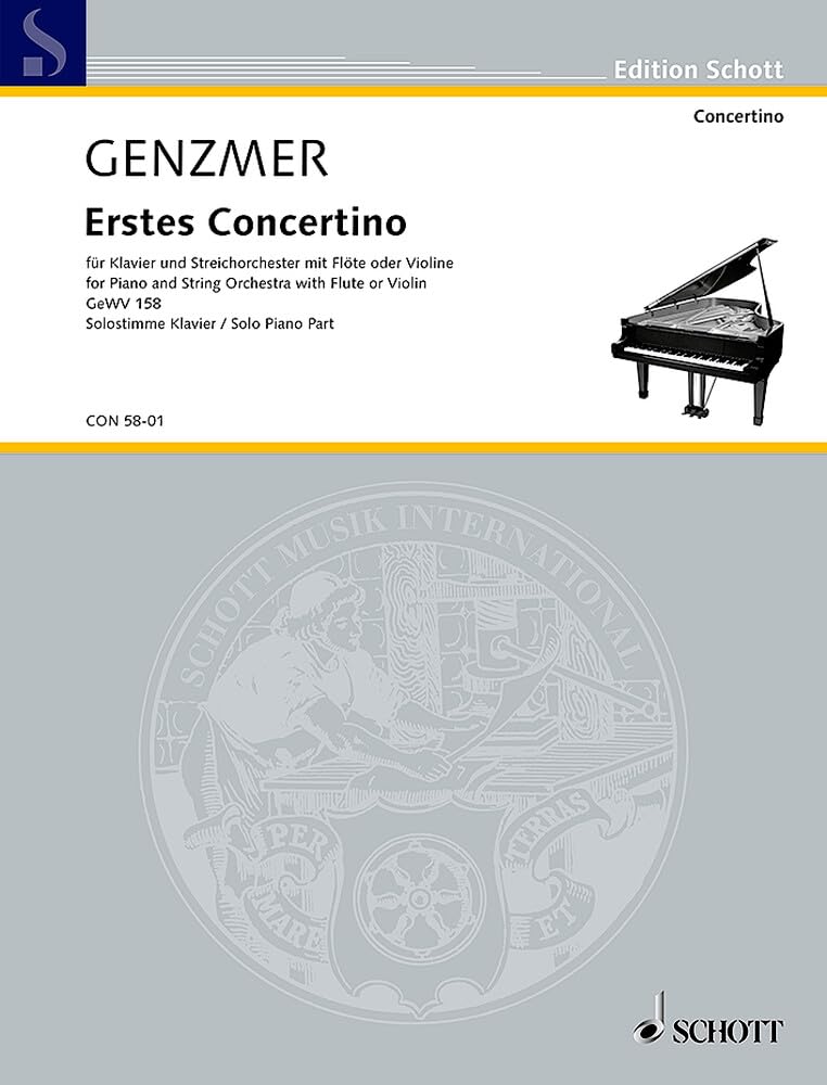 Erstes Concertino: GeWV 158. Klavier und Streichorchester mit Flöte oder Violine. Solostimme. Sheet Music