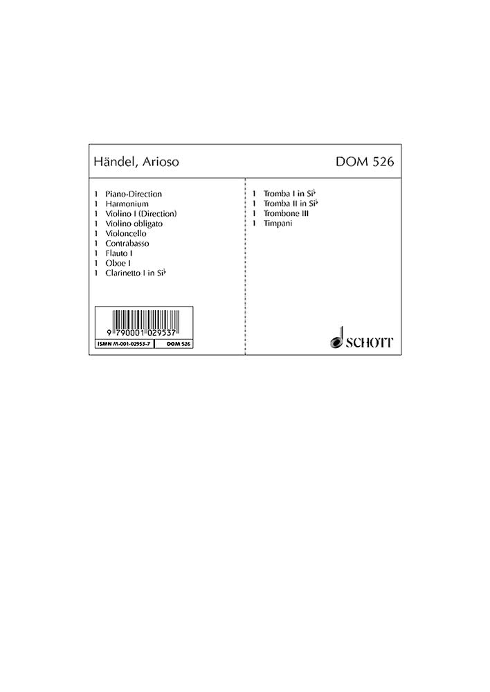 Arioso: "Dank sei Dir, Herr!". salon orchestra. Piano conducteur et parties. book