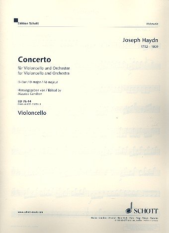 Concerto D Major: op. 101. Hob. VIIb:2. cello and orchestra. book