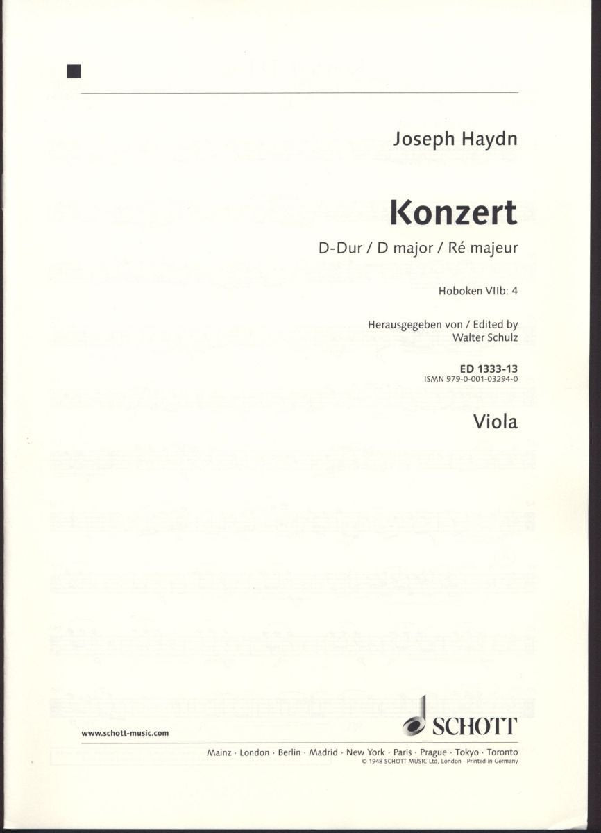 Concerto D Major: Hob. VIIb:4. cello, strings and harpsichord. book