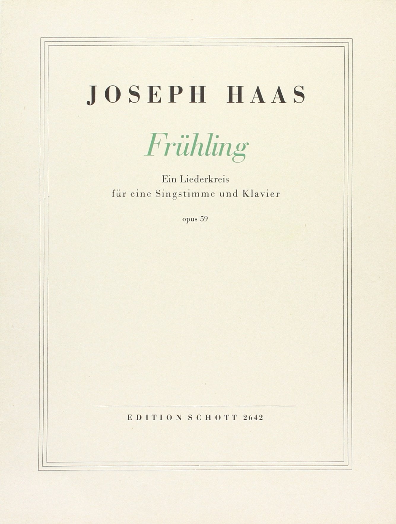 Frühling: Ein Liederkreis. op. 59. Singstimme und Klavier. hoch. Sheet Music