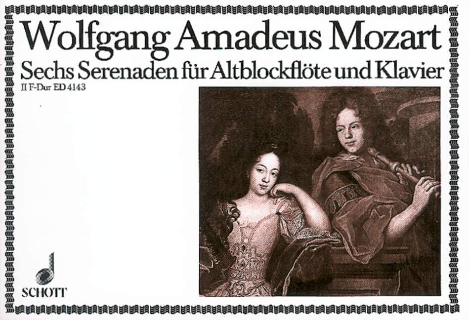 Sechs Serenaden: Nr. 2 F-Dur. KV 213. Alt-Blockflöte (Violine, Oboe, Flöte) und Klavier. Sheet Music