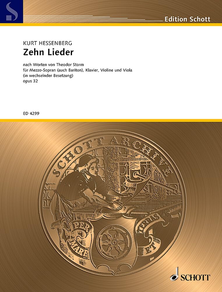 10 Lieder: op. 32. mittlere Singstimme, Klavier, Violine und Viola. Partitur und Stimmen. (Schott Archive) Sheet Music