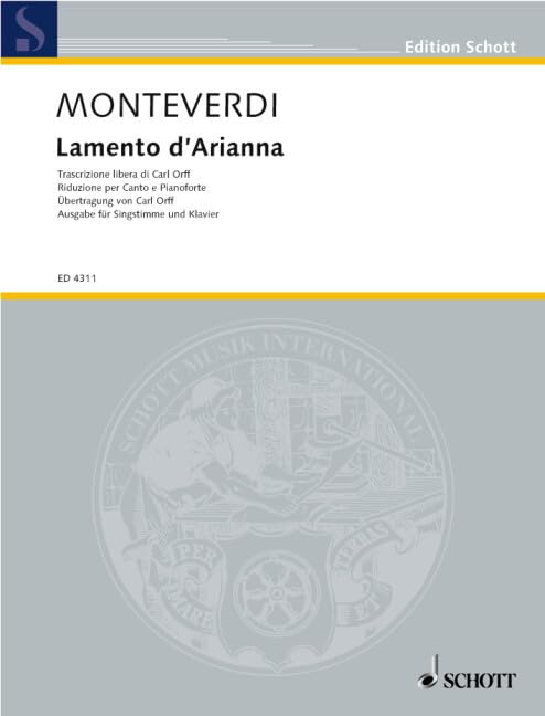 Lamento d'Ariana: in freier Neugestaltung. Alto and Orchestra. Réduction pour piano. Sheet Music