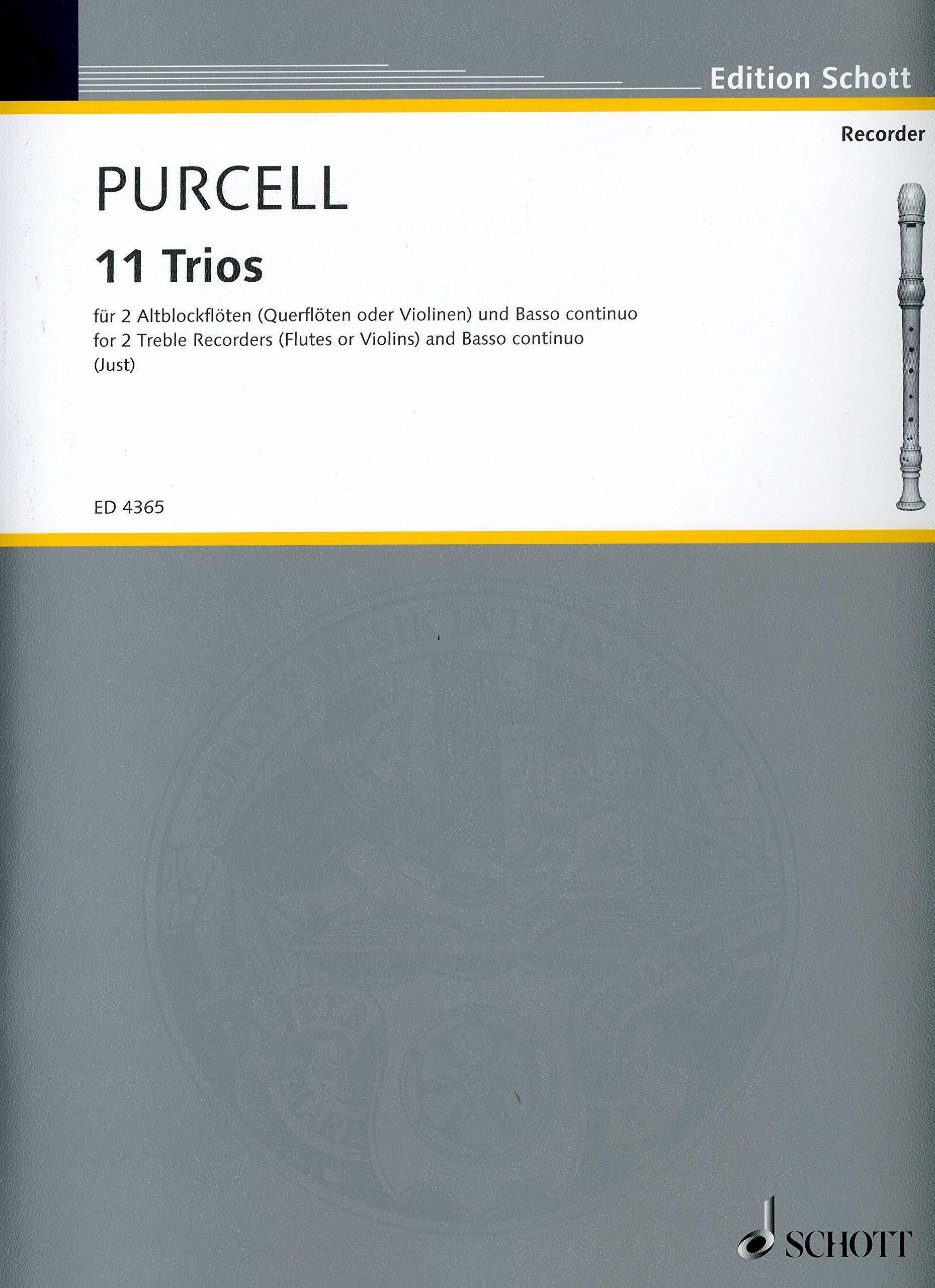 11 Trios: 2 treble recorders (flutes, violins) and piano (harpsichord), cello (viola da gamba) ad libitum. Sheet Music