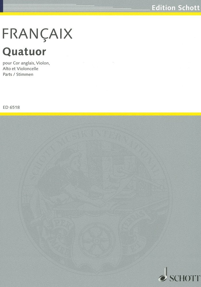 Quatuor: for English horn, violin, viola and violoncello. cor anglais, violin, viola and cello. Jeu de parties. Sheet Music