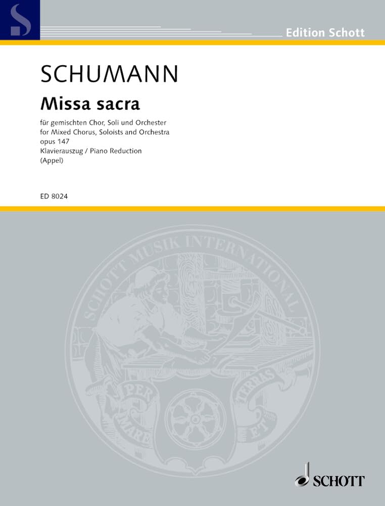 Missa sacra: (liturgisch). op. 147. gemischter Chor (SATB) und Orchester. Klavierauszug. (Edition Schott) Sheet Music