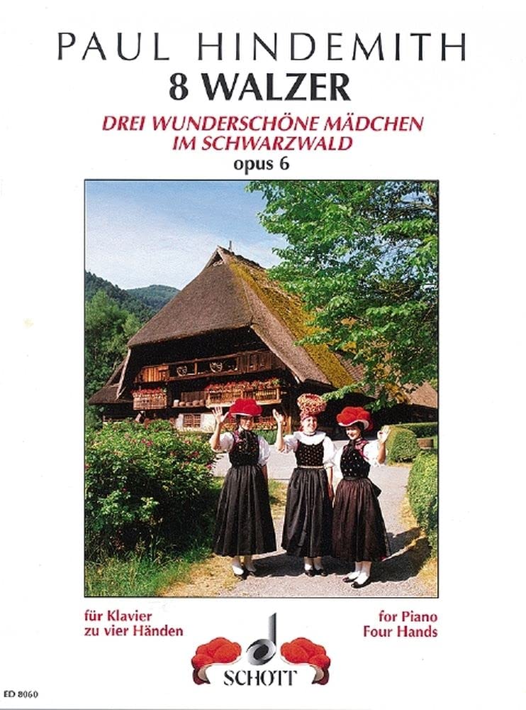 8 Walzer: Drei wunderschöne Mädchen im Schwarzwald. op. 6. Klavier 4-händig. (Edition Schott) Sheet Music