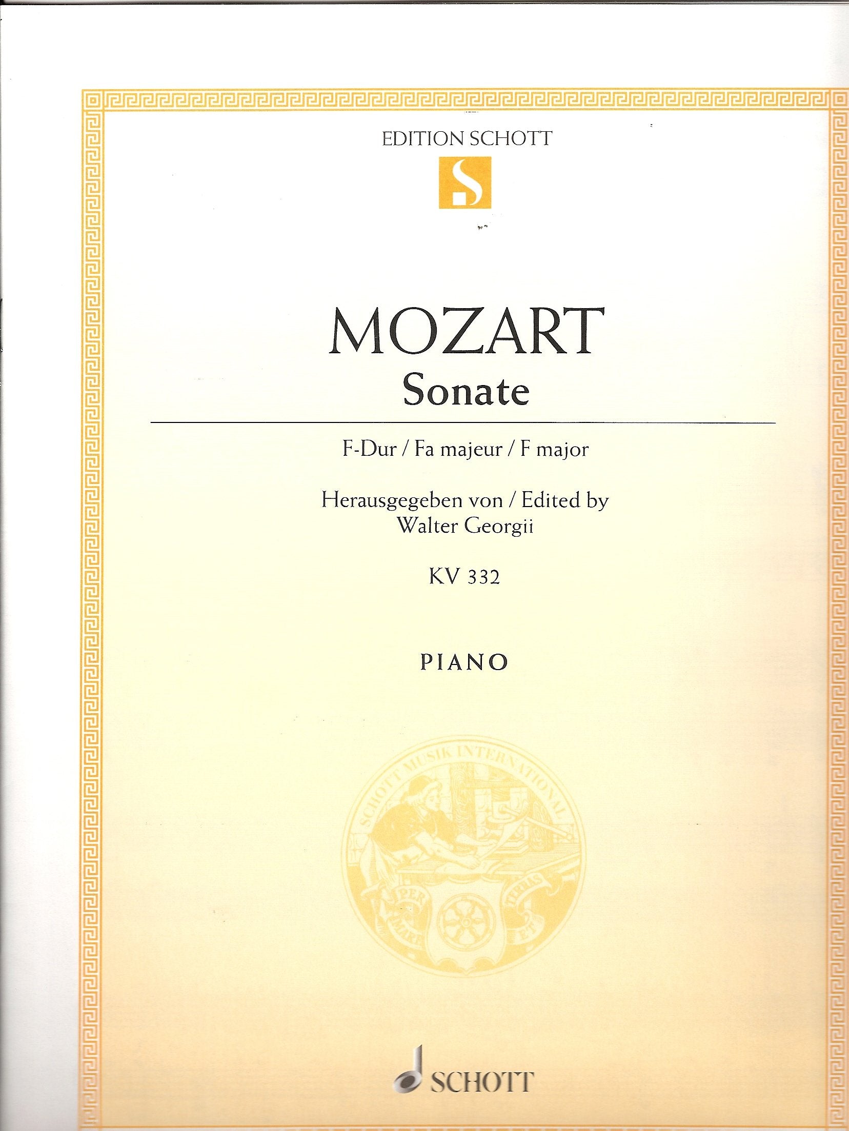Sonata F major: K 332. piano. Sheet Music