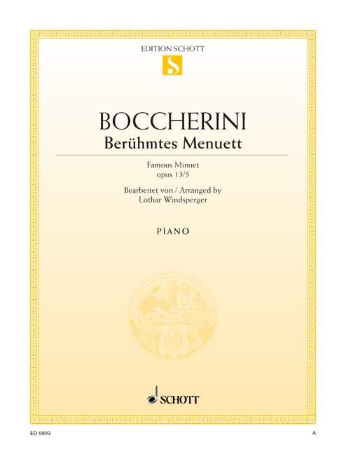 Famous Minuet A major: from the string quintet. op. 13/5. piano. Sheet Music