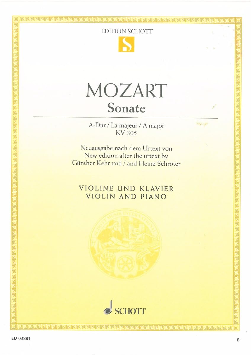 Sonata A Major: K 305. violin and piano. Sheet Music