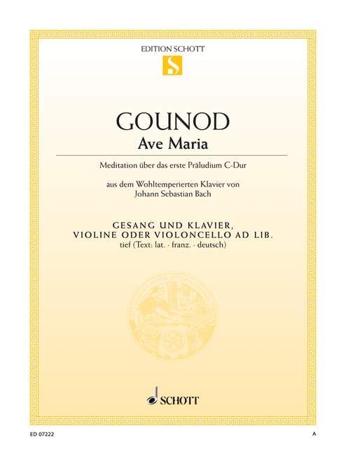Ave Maria: D major. low voice and piano; violin (cello) ad libitum. grave. Sheet Music