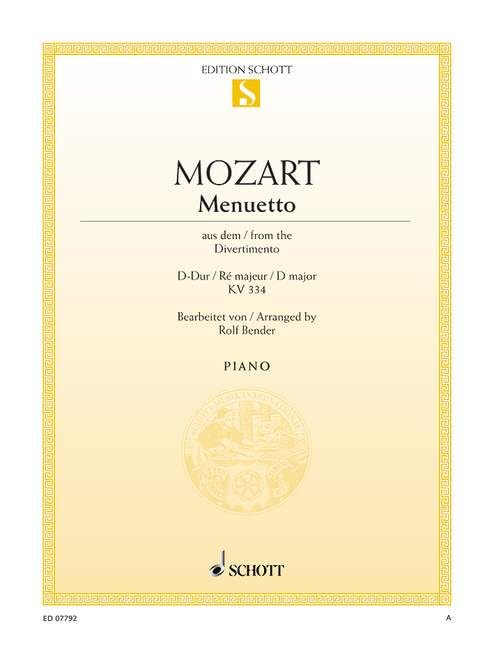 Minuet: from "Divertimento D major". K 334. piano. Sheet Music