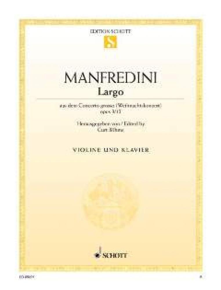 Largo: from "Concerto grosso" (Christmas Concerto). op. 3/12. violin and piano. Sheet Music