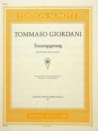 Trauungsgesang: nach der Arie "Caro mio ben". tiefe Singstimme und Klavier. (Edition Schott Einzelausgabe) Sheet Music
