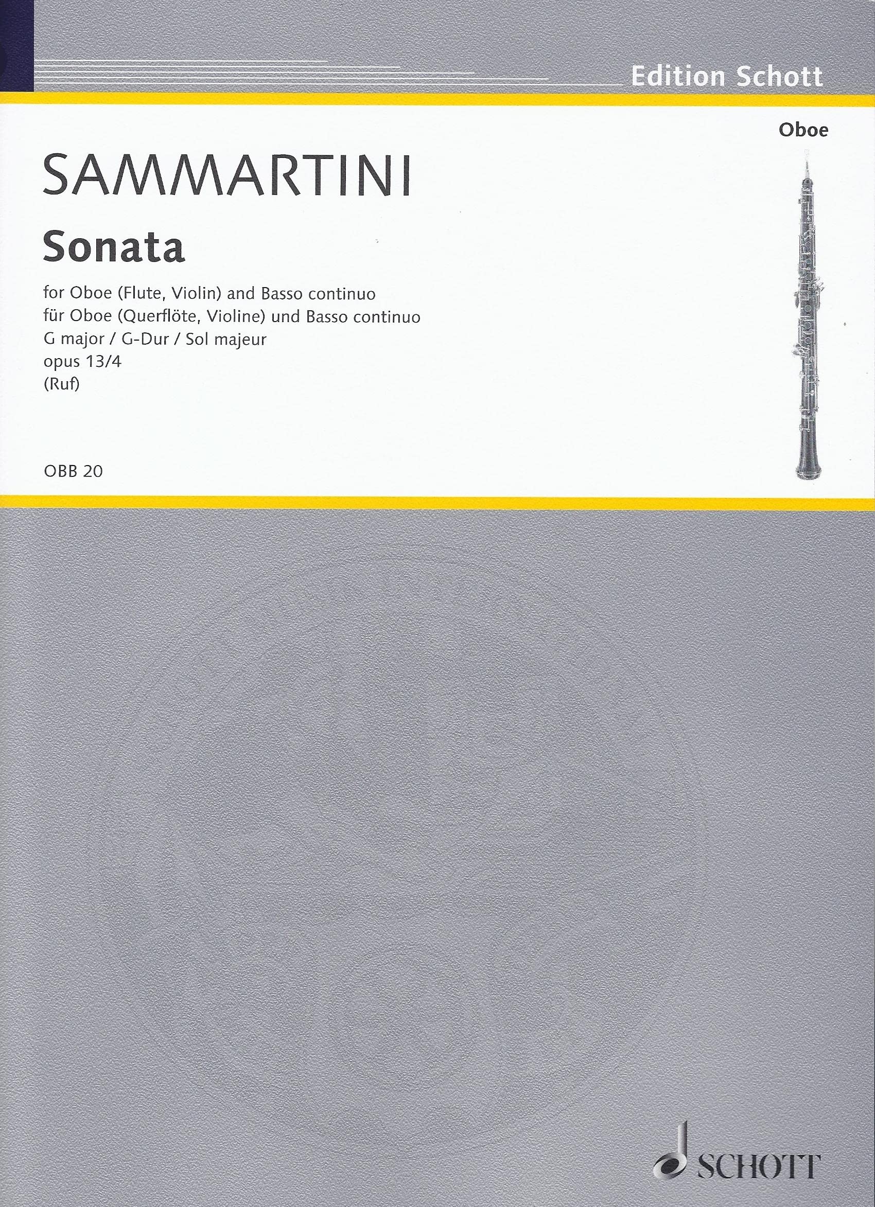 Sonata in G major: op. 13/4. oboe (flute, violin) and basso continuo. book