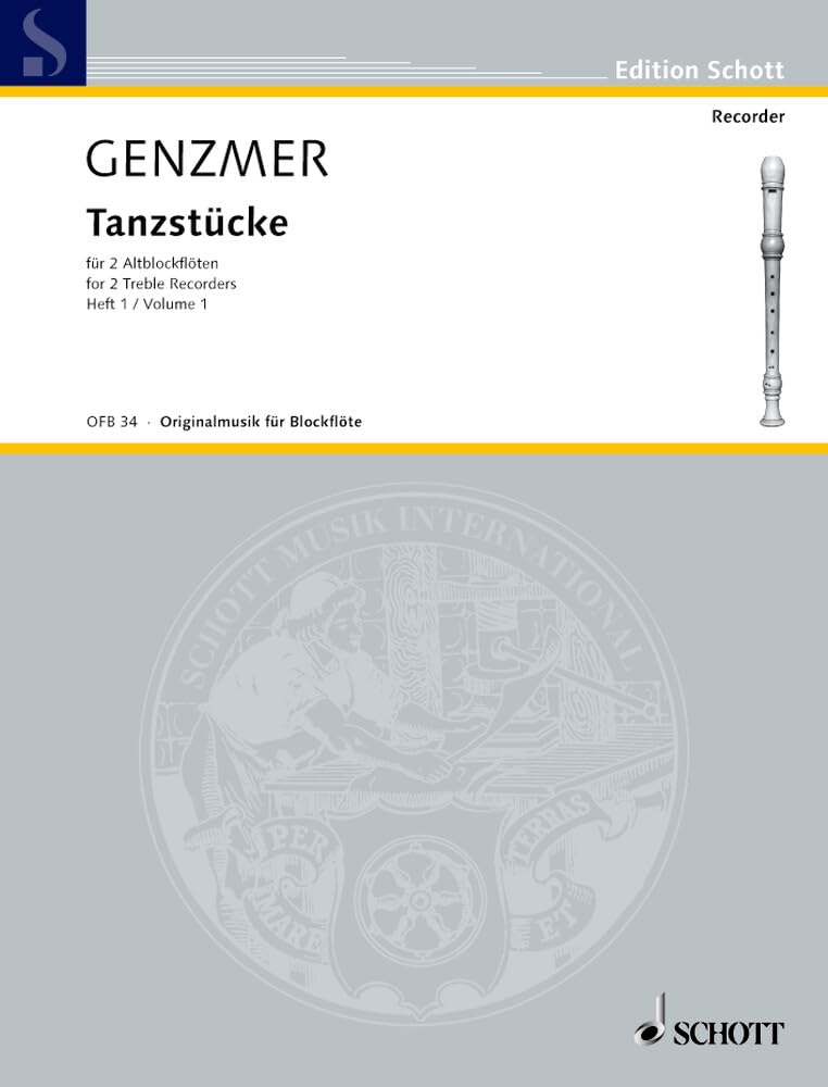 Tanzstücke: Heft 1. GeWV 267. 2 Alt-Blockflöten. Spielpartitur. (Edition Schott) Sheet Music
