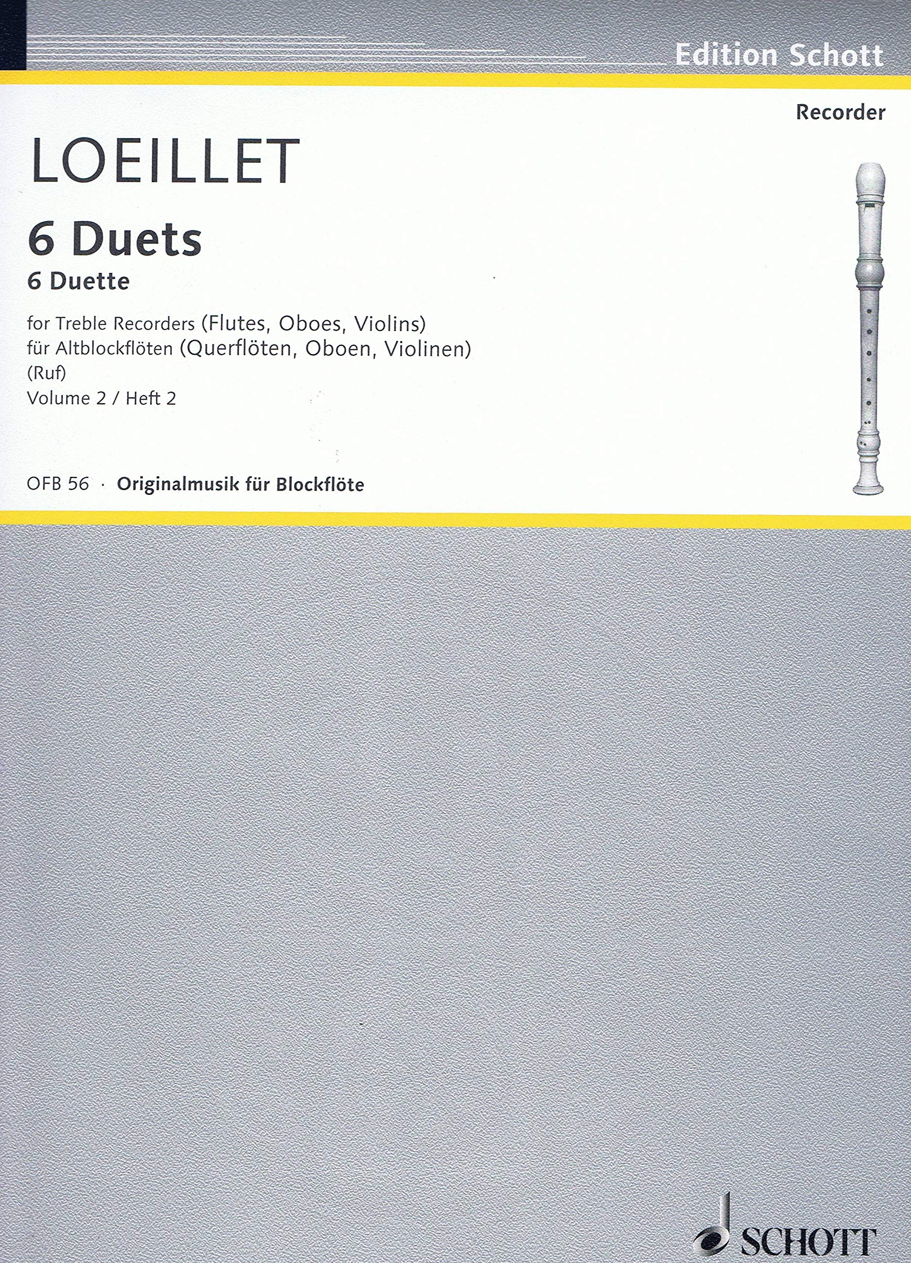 Six Duets: 2 treble recorders (flutes, oboes, violins). Partition d'exécution. book