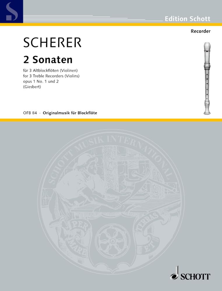 2 Sonaten: op. 1 + 2. 3 Alt-Blockflöten (Violinen). Spielpartitur. (Edition Schott) Sheet Music