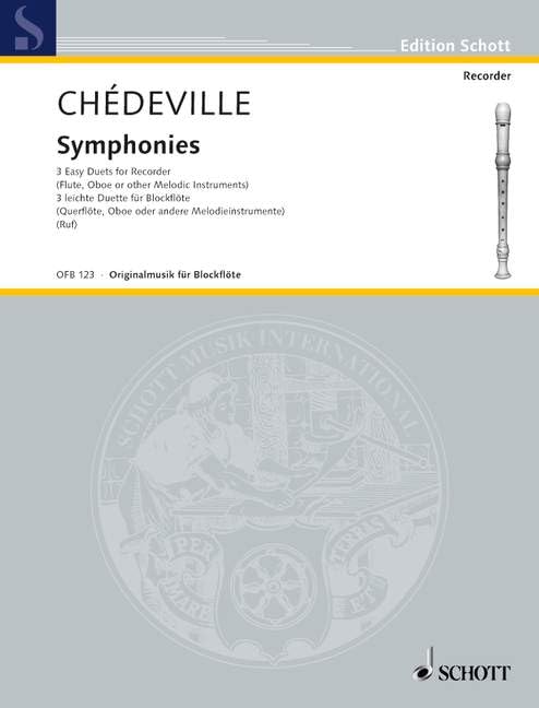 Symphonies: Two easy Duets. 2 recorders (SS/SA/AA) or flutes, oboes or other melodic instruments. Partition d'exécution. Sheet Music