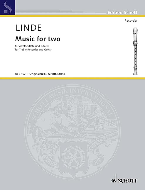 Music for two: Fingersatzbezeichnung der Gitarrenstimme von Konrad Ragossnig. Alt-Blockflöte und Gitarre. (Edition Schott) Sheet Music
