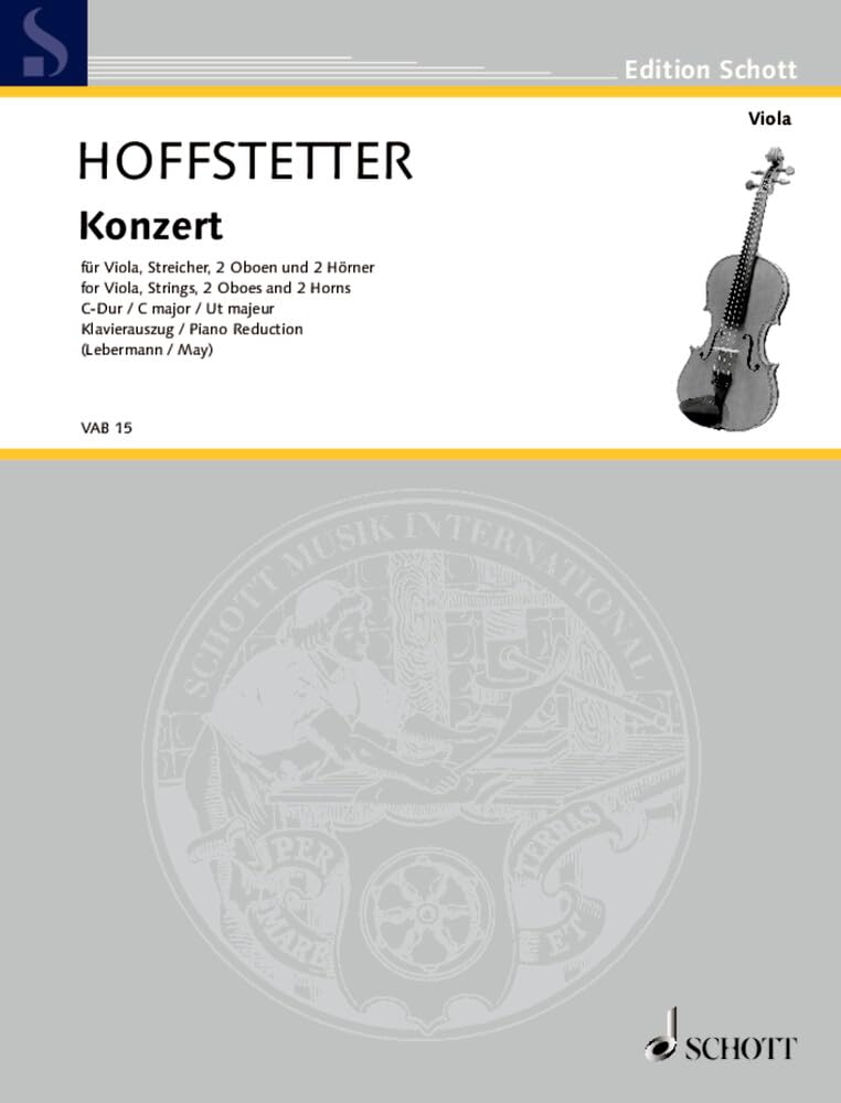 Konzert C-Dur: Viola, Streicher, 2 Oboen und 2 Hörner in C. Klavierauszug mit Solostimme. (Viola-Bibliothek) Sheet Music
