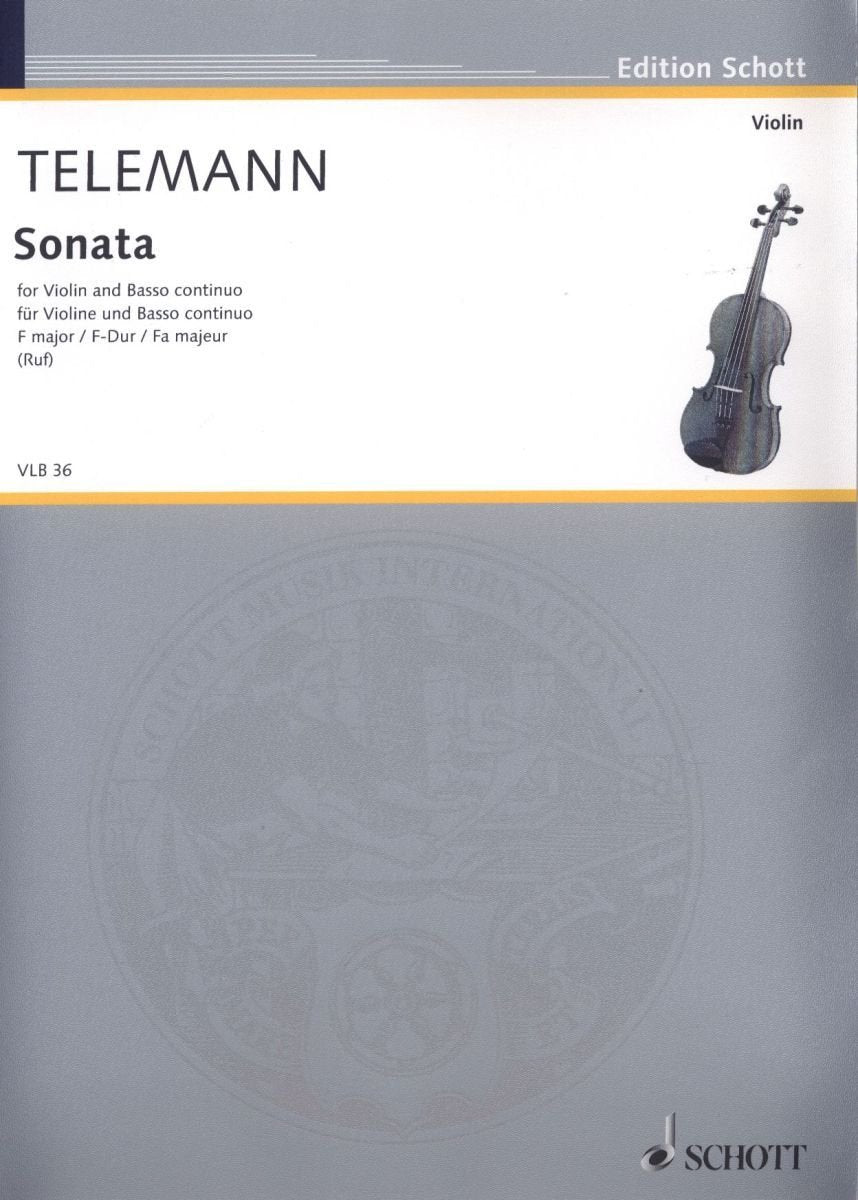 Sonata F-Dur: aus "Essercizii Musici". Violine und Basso continuo (Cembalo, Klavier); Violoncello (Viola da gamba) ad libitum. (Edition Schott) Sheet Music