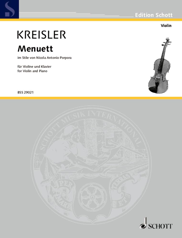 Menuett im Stile von Nicola Antonio Porpora: Nr. 3. Violine und Klavier. (Edition Schott) Sheet Music