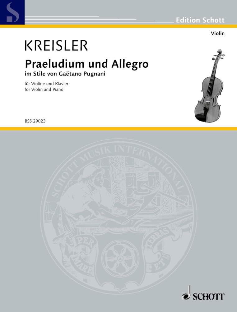Praeludium und Allegro: im Stile von Gaetano Pugnani. Nr. 5. Violine und Klavier. (Edition Schott) Sheet Music