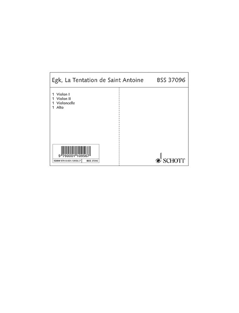 La Tentation de Saint Antoine: nach Weisen und Versen des 18. Jahrhunderts. Alt und Streichquartett. Alt. Stimmensatz. Sheet Music