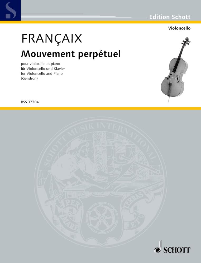 Mouvement perpétuel: aus "L'Arlequin blanc". Violoncello und Klavier. (Edition Schott) Sheet Music