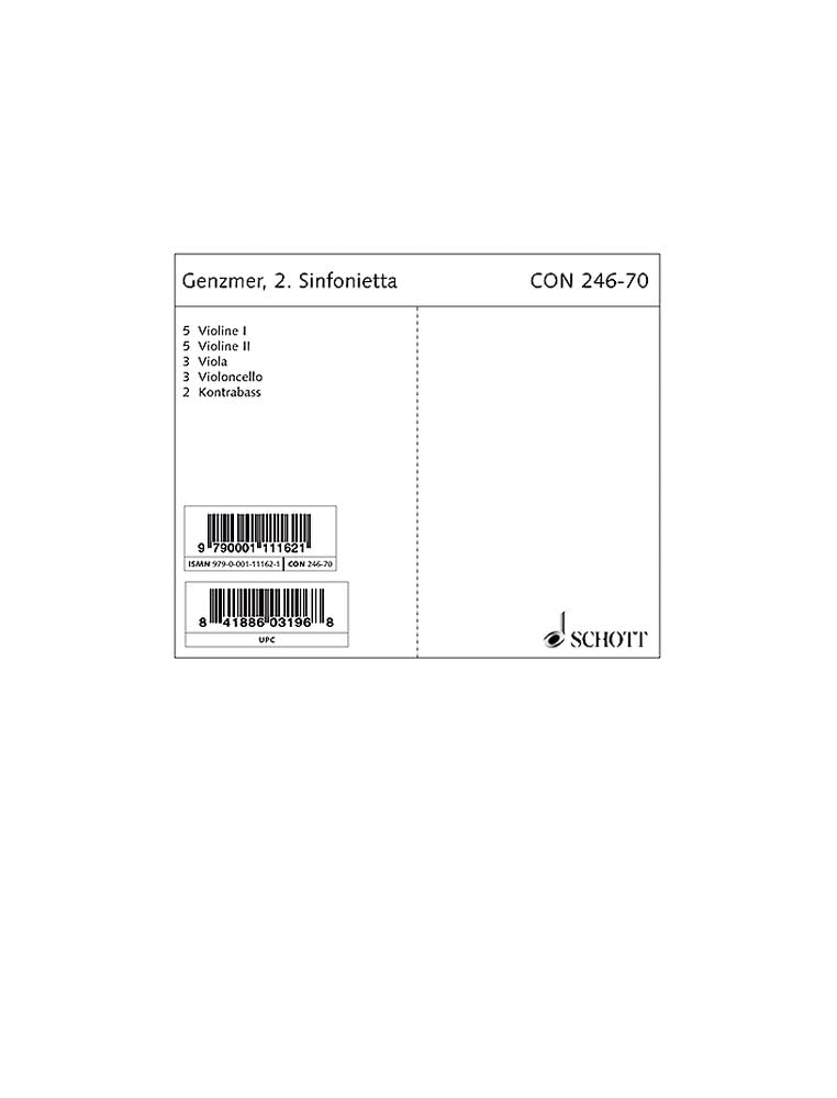2. Sinfonietta: GeWV 128. Streichorchester. Stimmensatz. (Concertino) Sheet Music