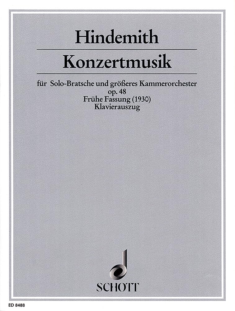 Konzertmusik: frühe Fassung. op. 48. Solo-Bratsche und größeres Kammerorchester. Klavierauszug mit Solostimme. Sheet Music