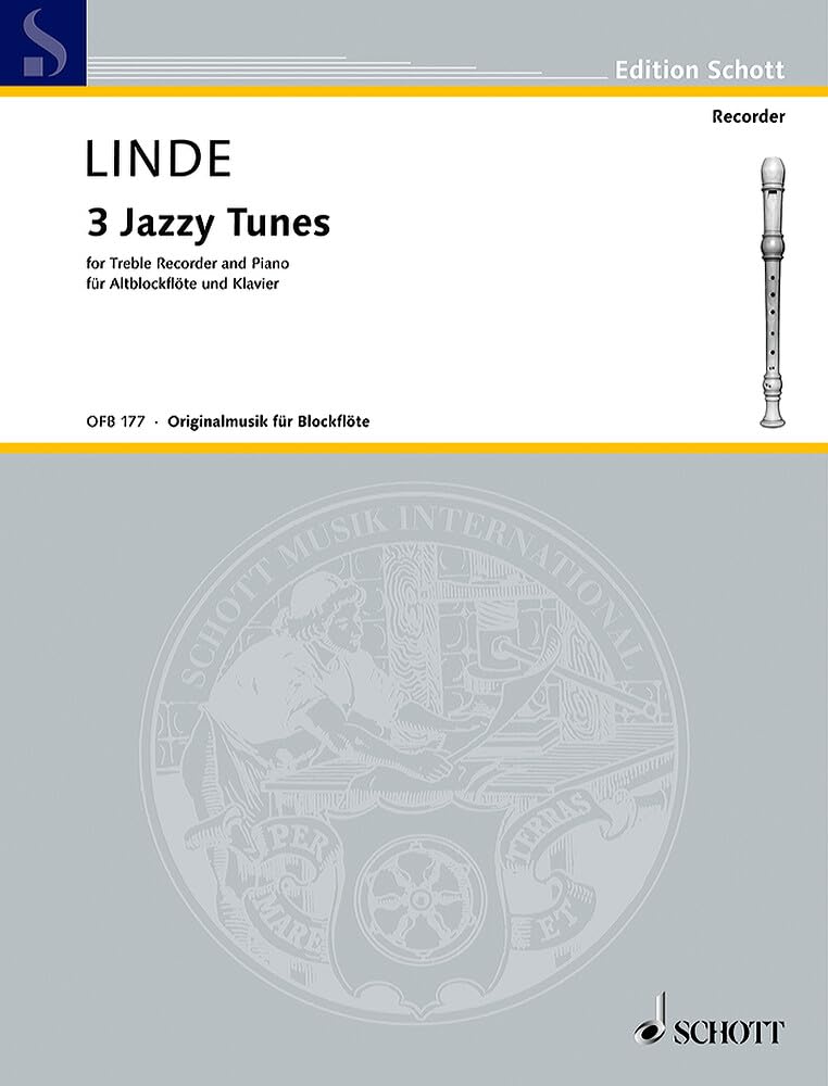 3 Jazzy Tunes: Alt-Blockflöte und Klavier. (Edition Schott) Sheet Music