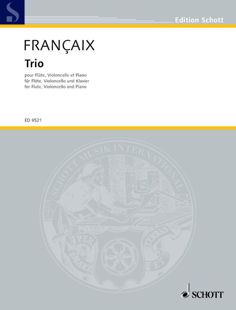 Trio: für Flöte, Violoncello und Klavier. Flöte, Violoncello und Klavier. Partitur und Stimmen. (Edition Schott) Sheet Music