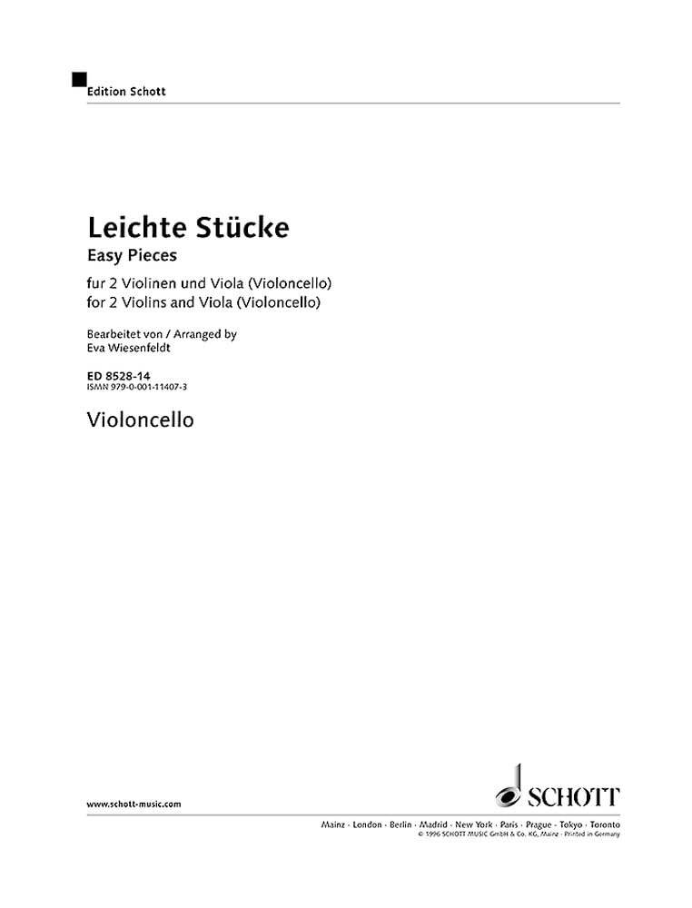 Leichte Stücke: 2 Violinen und Viola (Violoncello). Violoncello. Sheet Music