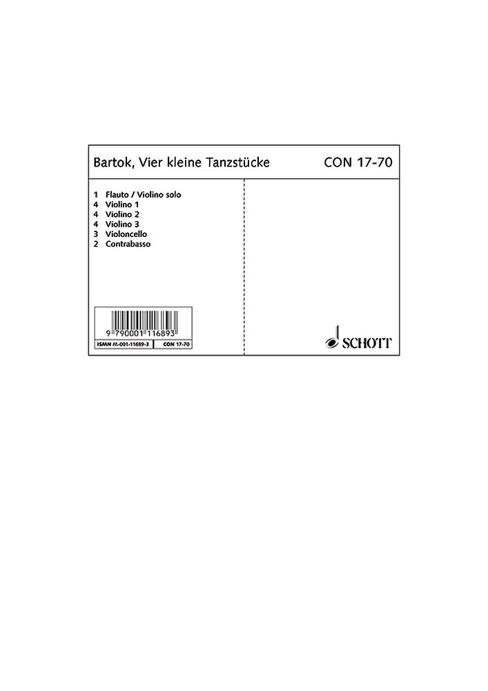 4 kleine Tanzstücke / 6 ungarische Volkslieder: Streichorchester. Stimmensatz. (Concertino) Sheet Music