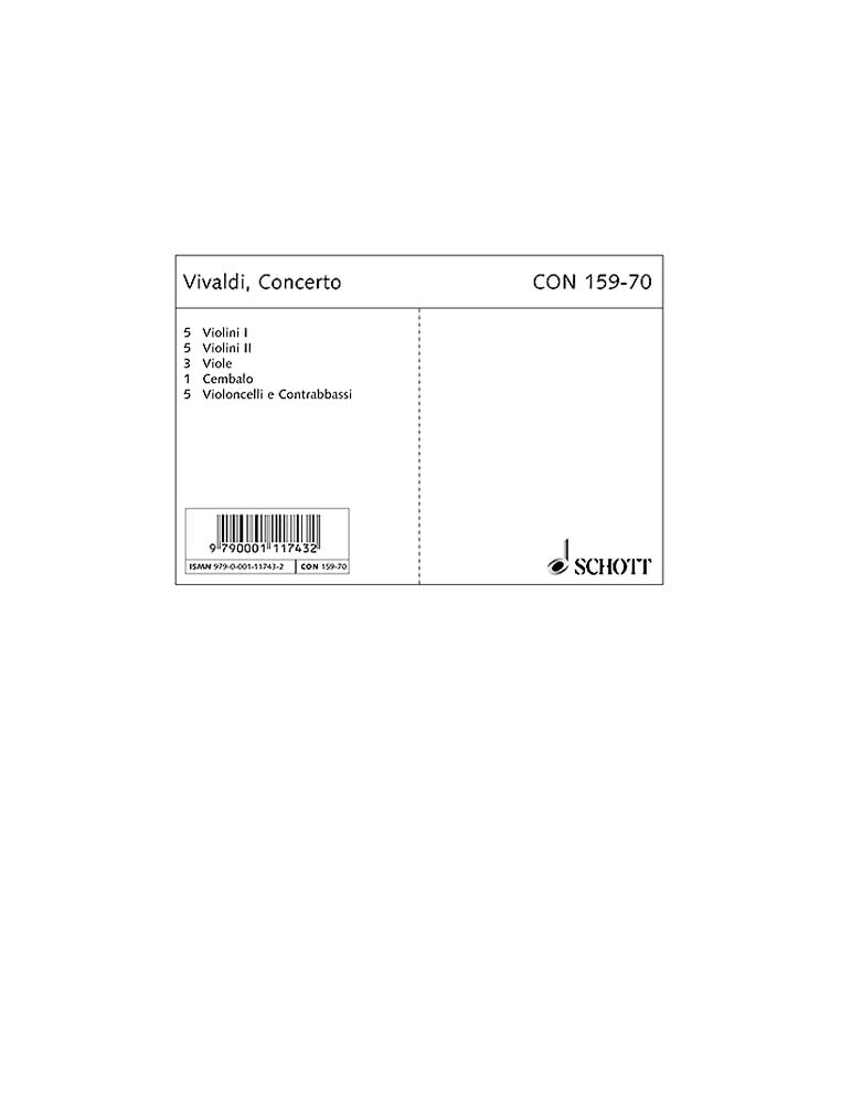 Concerto G-Dur: RV 436/PV 140 F VI No. 8. Flöte, Streichorchester und Basso continuo. Stimmensatz. (Concertino) Sheet Music