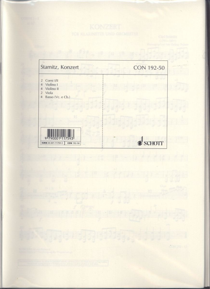 Concerto Si bémol majeur: 2. Darmstädter Konzert. clarinet and orchestra. Jeu de parties. Sheet Music