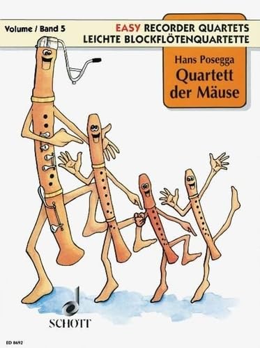 Quartett der Mäuse: Titelmusik der "Sendung mit der Maus". Vol. 5. 4 recorders (SATB). Partition d'exécution. Sheet Music