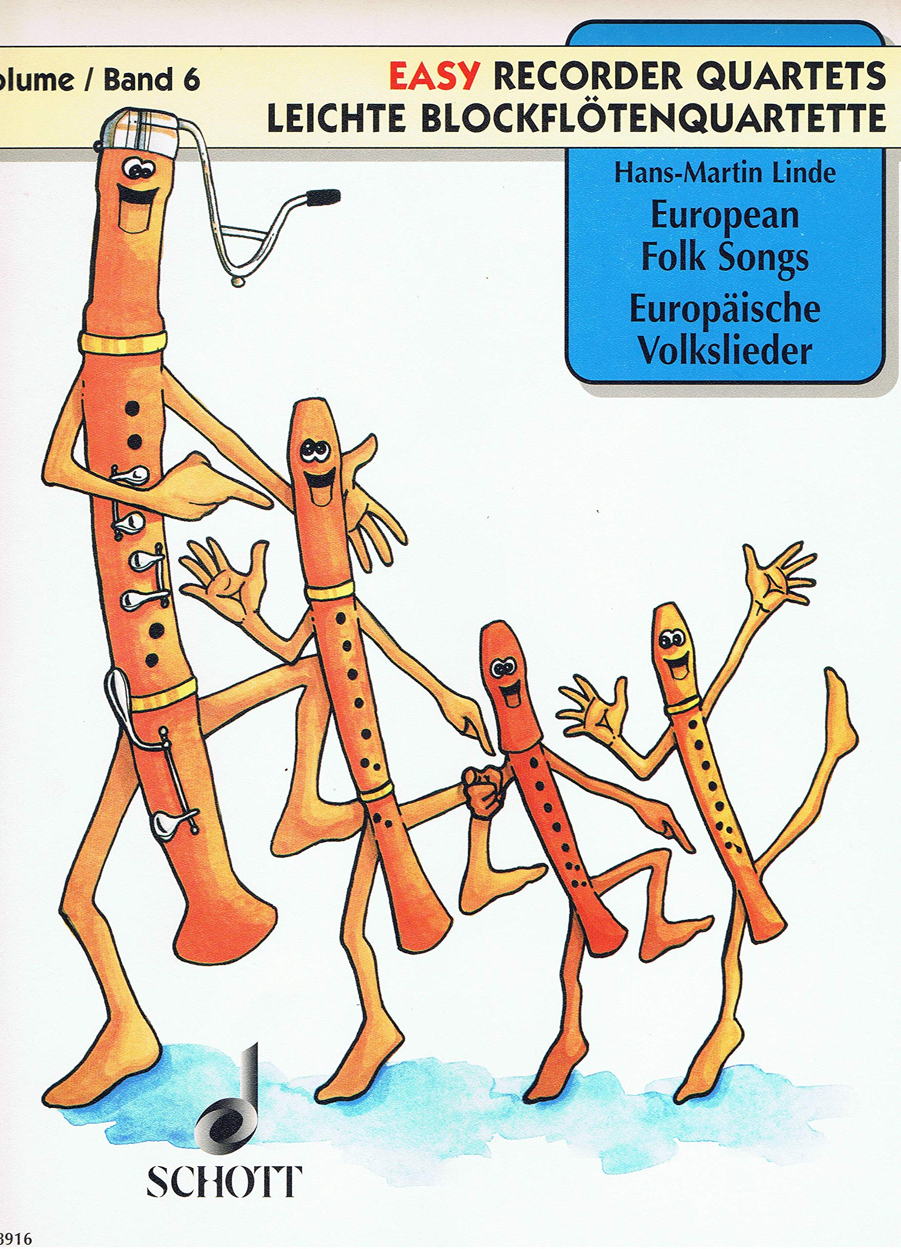European Folk Songs: Vol. 6. 4 recorders (SATB). Partition d'exécution. Sheet Music