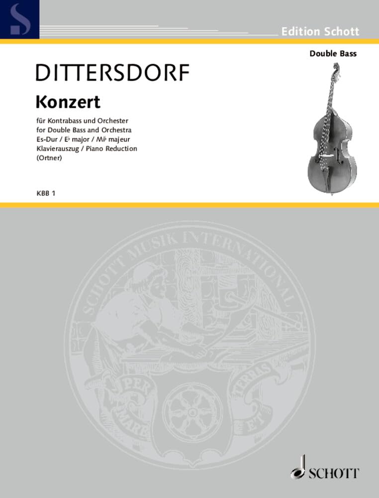 Konzert Es-Dur: Krebs 171. Kontrabass und Orchester. Klavierauszug mit Solostimme. (Edition Schott) Sheet Music