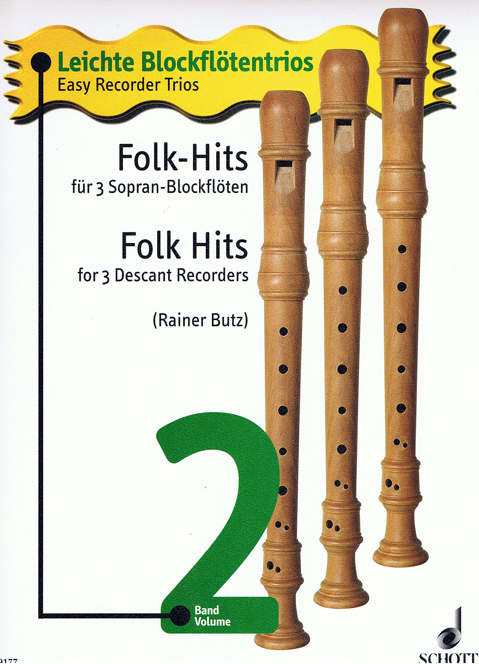 Folk-Hits: Band 2. 3 Sopran-Blockflöten. Spielpartitur. (Leichte Blockflötentrios, Band 2) Sheet Music