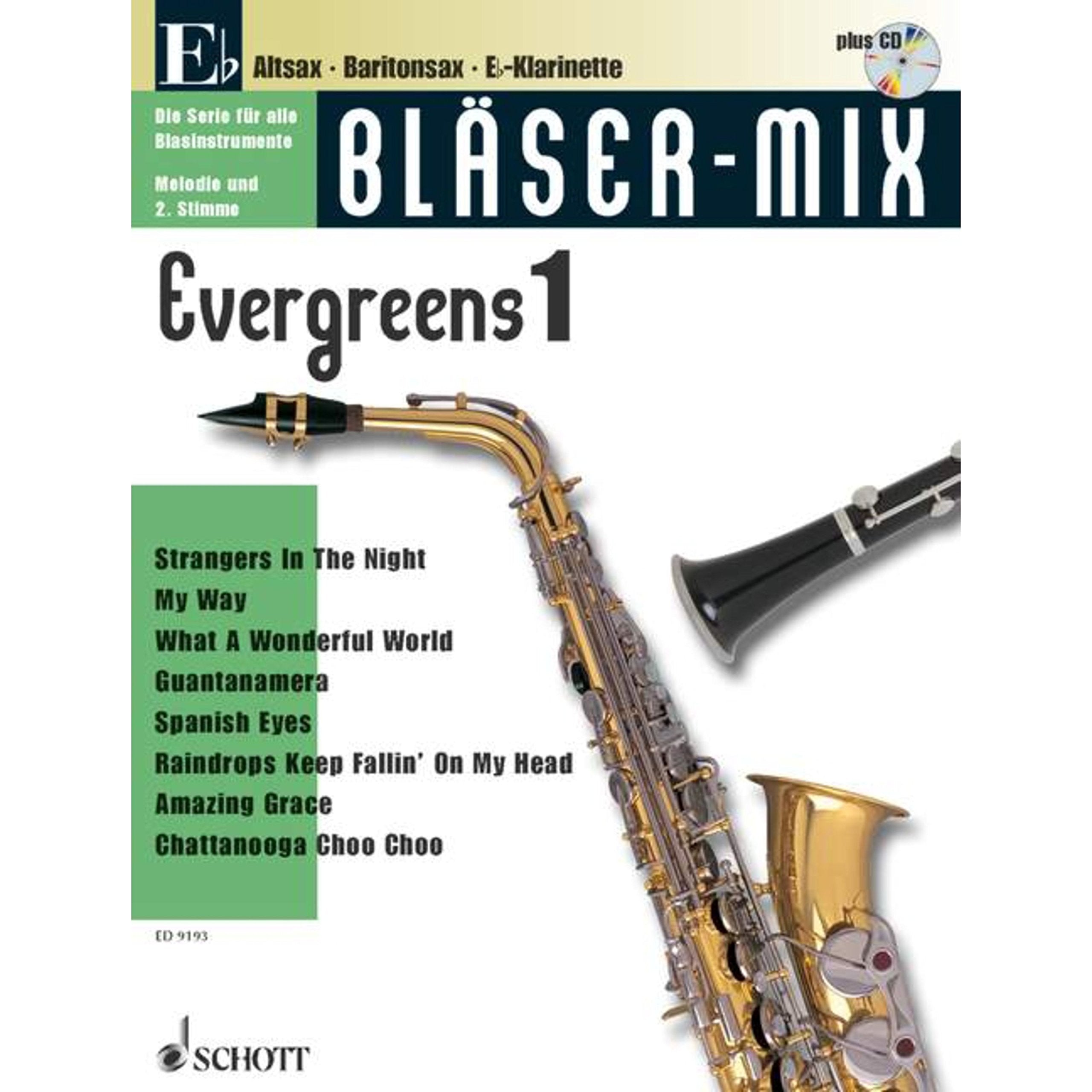 Bläser-Mix: Evergreens. Es-Instrumente (Alt-Saxophon, Bariton-Saxophon, Klarinette). Ausgabe mit CD. Sheet Music