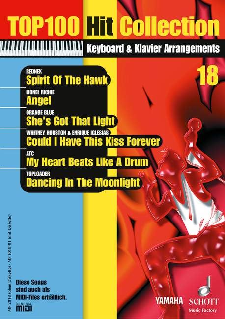 Top 100 Hit Collection 18: 6 Chart-Hits: Spirit Of The Hawk - Angel - She's Got That Light - Could I Have This Kiss Forever - My Heart Beats Like A ... Band 18. Klavier / Keyboard. (Music Factory) Sheet Music
