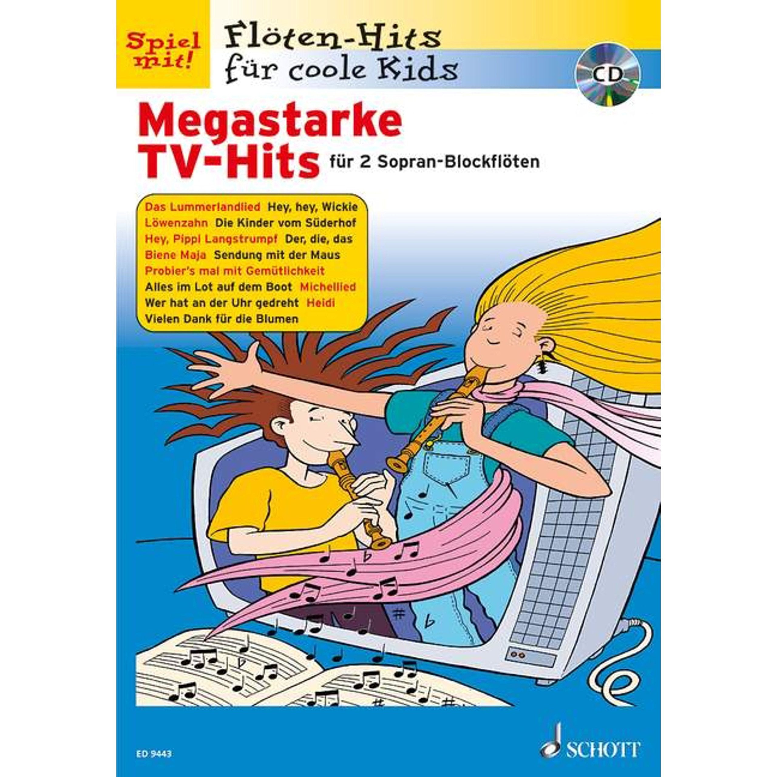 Megastarke TV-Hits: Band 1. 1-2 Sopran-Blockflöten. Ausgabe mit CD. (Flöten-Hits für coole Kids) Sheet Music