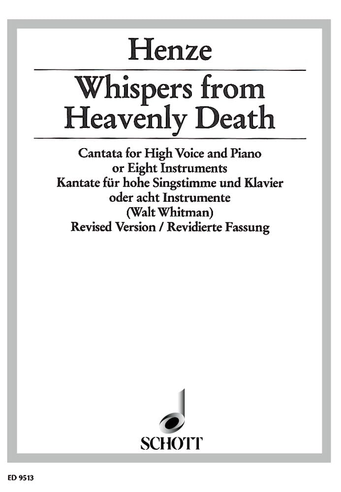 Whispers from Heavenly Death: Kantate für hohe Singstimme (Sopran oder Tenor) und Klavier. hohe Singstimme und Klavier. hoch. Partitur. Sheet Music