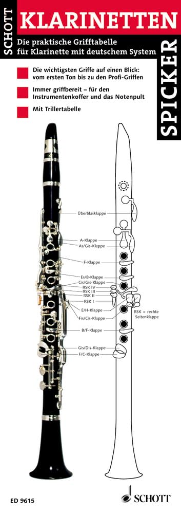 Klarinetten-Spicker: Die praktische Grifftabelle für Klarinette mit deutschem System. Klarinette. Sheet Music
