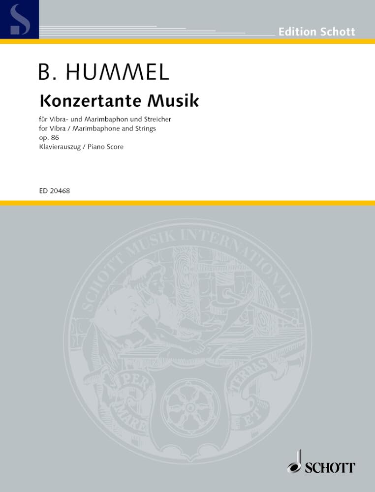 Konzertante Musik: für Vibra- und Marimbaphon (1 Spieler) und Streicher. op. 86. Vibraphon und Marimbaphon (1 Spieler) und Streichorchester. Klavierauszug. (Edition Schott) Sheet Music