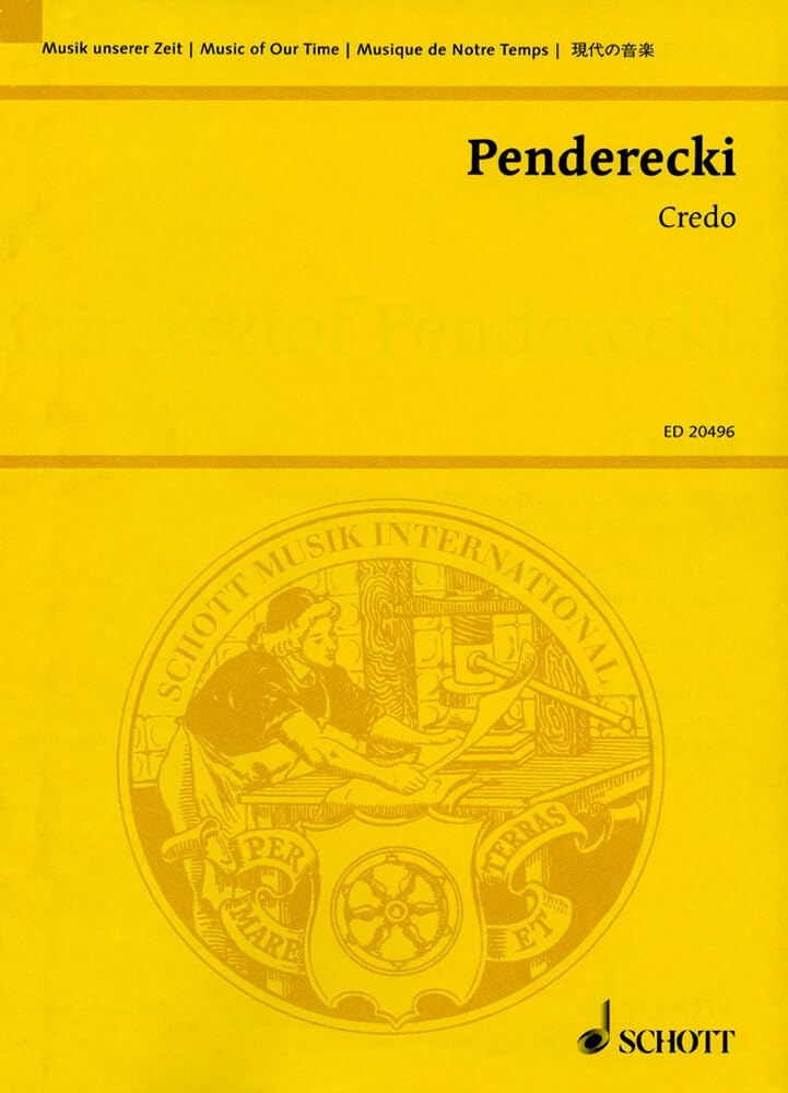 Credo: für Soli (Sopran, Mezzosopran, Alt, Tenor, Bass), Kinderchor, gemischten Chor und Orchester. Soli (SMezATB), Kinderchor, gemischter Chor und Orchester. Studienpartitur. (Musik unserer Zeit) Sheet Music